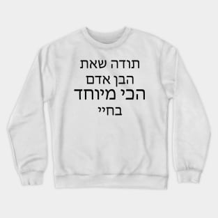 תודה שאת הבן אדם הכי מיוחד בחיי - Thank you for being the most special person in my life Crewneck Sweatshirt